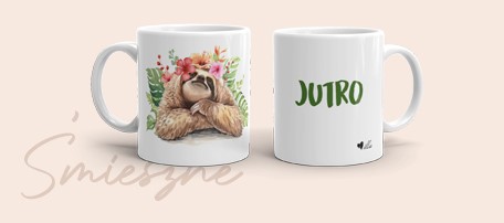 Kubki ze śmieszną grafiką i hasłem